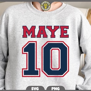Maye 10 Png Svg, Drake Maye Jersey Letter Number 10 Shirt Design