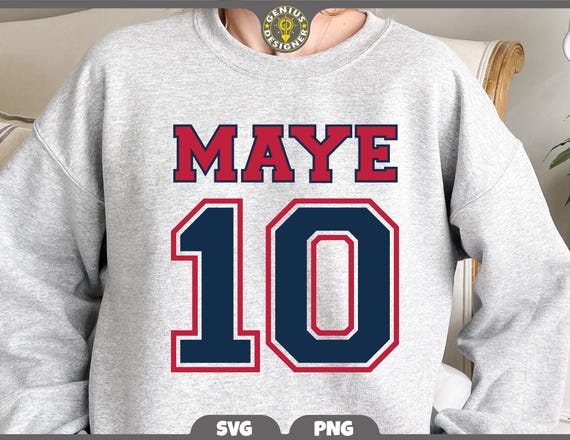 Maye 10 Png Svg, Drake Maye Jersey Letter Number 10 Shirt Design, New England Patriots Sublimation (Digital Download)