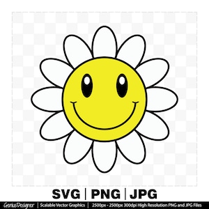 Daisy Smiley SVG Daisy Flower Instant Download - Etsy