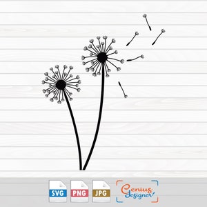 Dandelion SVG, Plant Svg, Dandelion FlowerDigital Download, Clipart, Svg,Png,Dxf,Eps,Ai