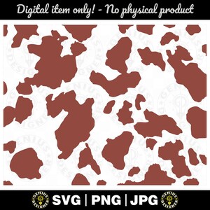 May include: A seamless digital pattern featuring a brown and white cow print design. The pattern is perfect for crafting projects, scrapbooking, and digital design.