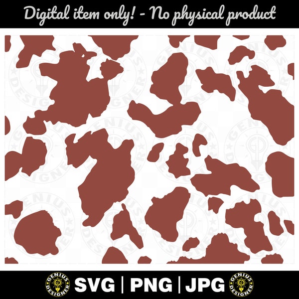 Brown Cow Print Pattern : Seamless Cowhide  Pattern Brown Svg, Cow Skin Svg,Png,Jpg | Brown Cowhide Sublimation