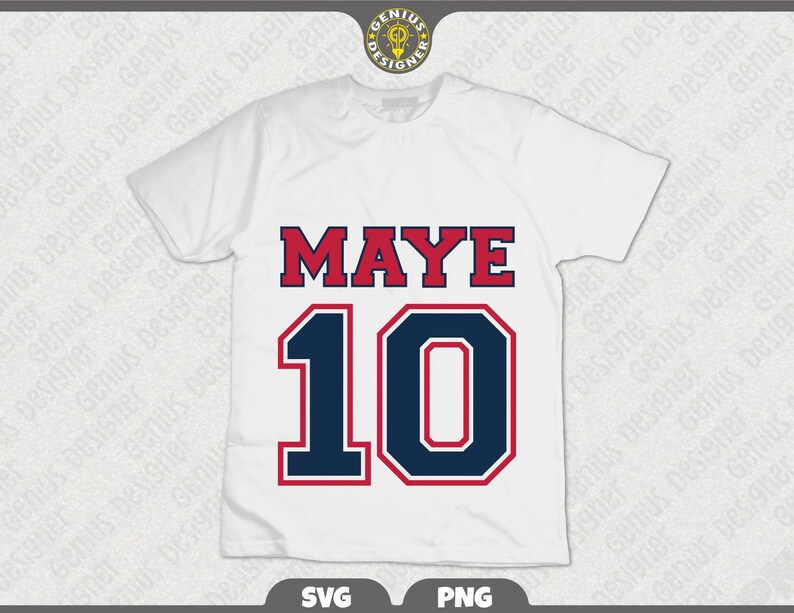 Maye 10 Png Svg, Drake Maye Jersey Letter Number 10 Shirt Design
