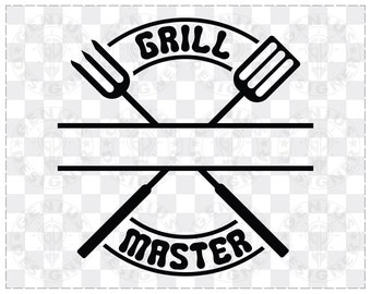 Grill Master Monogram SVG: Delad namnramsdesign (digital nedladdning)