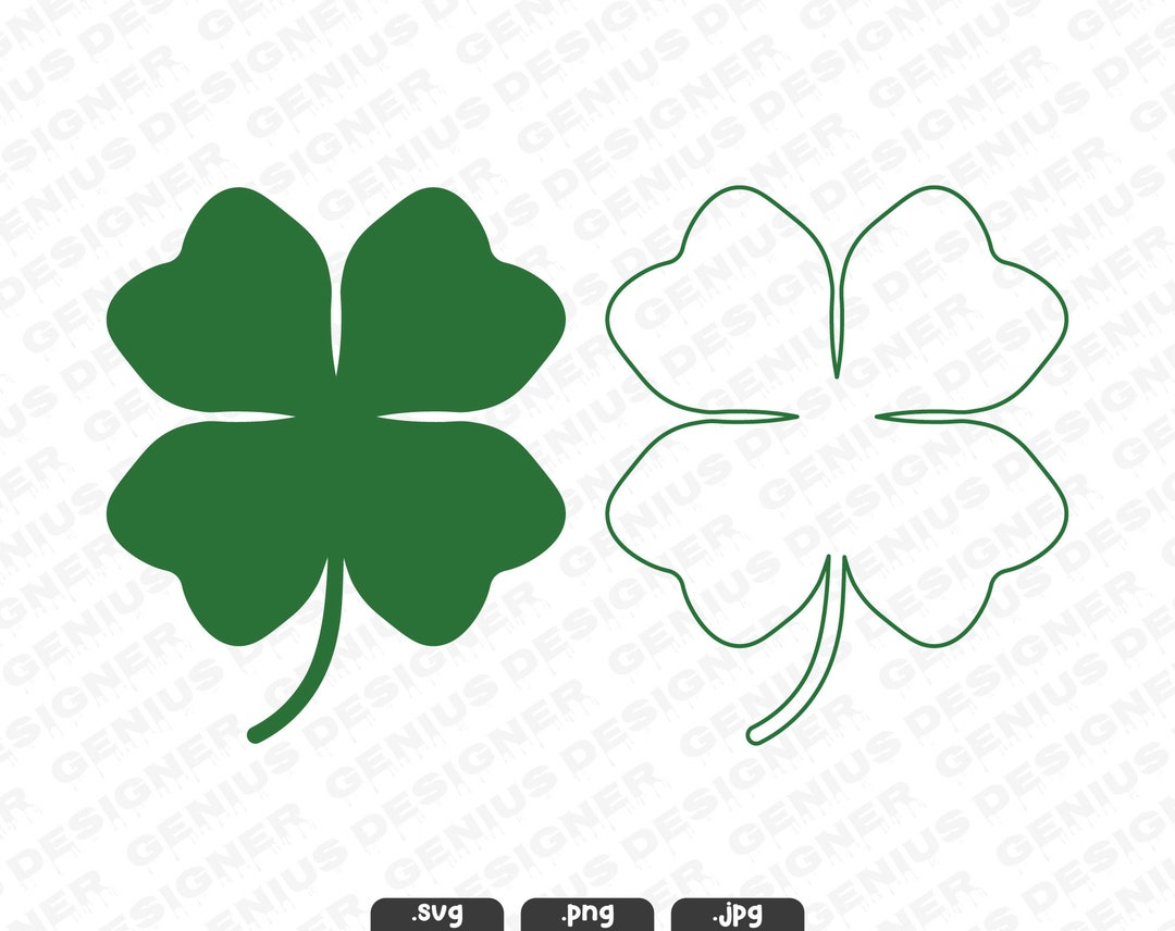 Four Leaf Clover SVG PNG | 4 Leaf Clover Svg | Shamrock Outline Svg ...