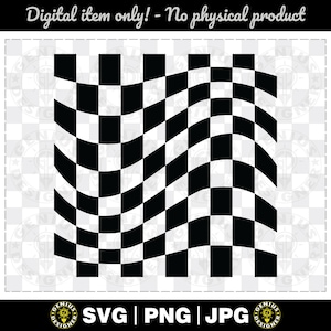 Wavy Checkered Pattern Solid Svg Png Jpg, Warp Checkered Pattern, Geometric Pattern, Checkered Pattern Vector for Cricut & Silhouette etc.