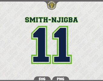 Smith Njigba Jersey Letter Number 11 SVG PNG: Game Day Png, Football Mom Design (Digital Download)