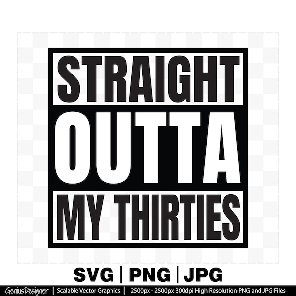 Straight Outta My Thirties Svg Png Jpg, Hello 30 svg, Hello Thirty Svg , Printable Cut Files for Cricut & Silhouette