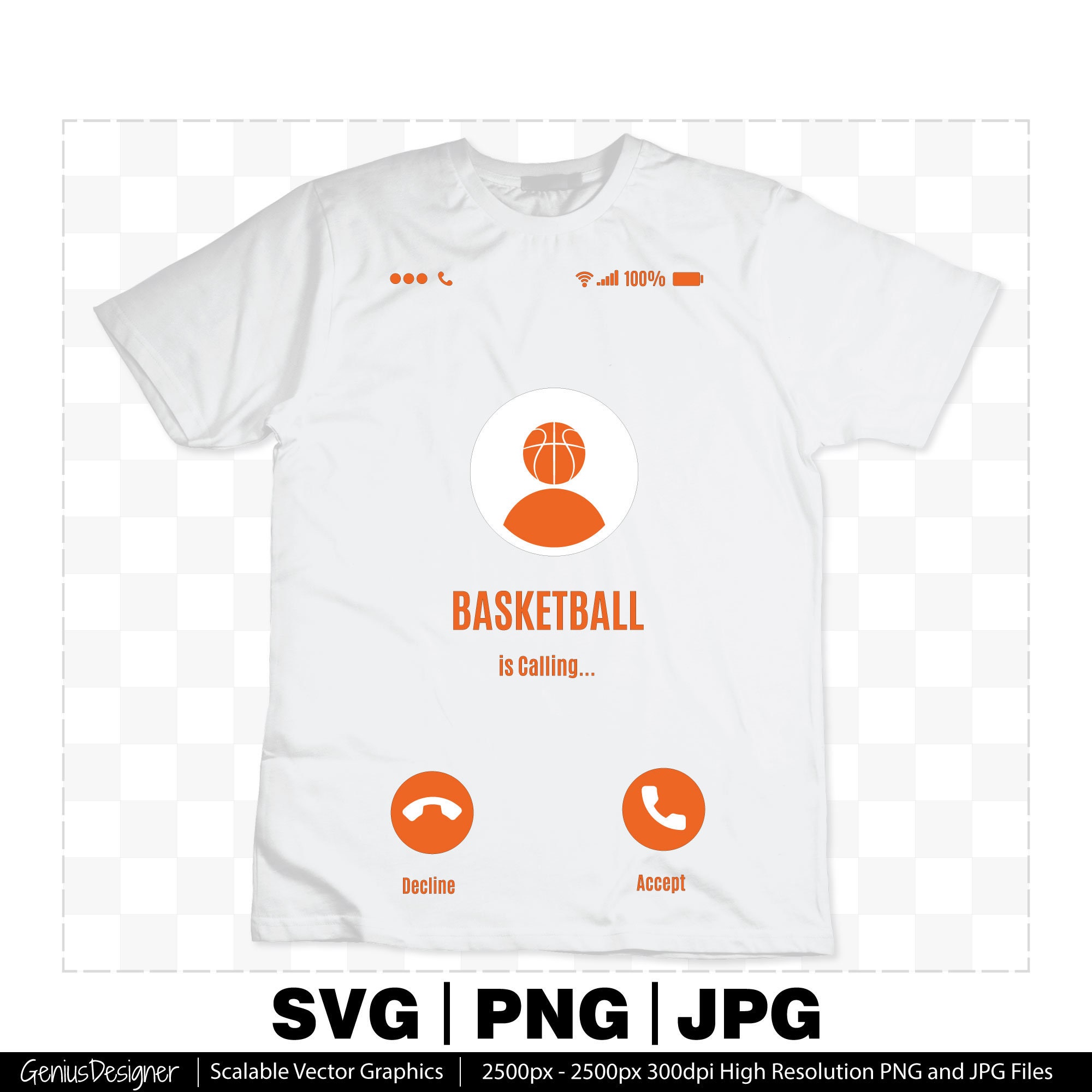 Basketball is Calling SVG | Incoming Call Screen T-shirt Design ...