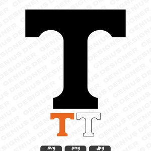 K&ouml;nnte beinhalten: Schwarze Silhouette des Buchstabens T mit einer wei&szlig;en Umrandung des Buchstabens T darunter. Der Buchstabe T ist orange.