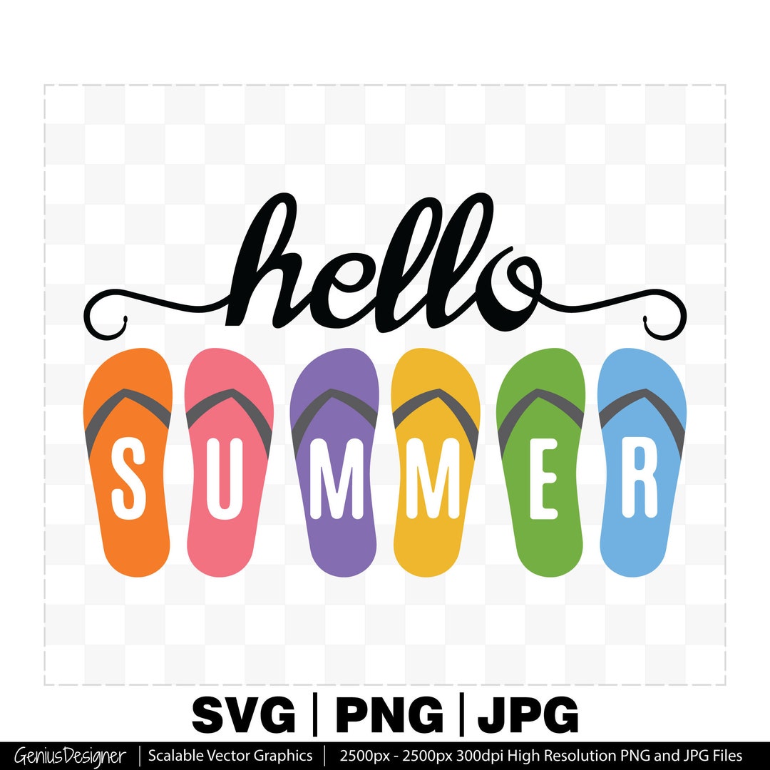 Hello Summer Flip Flops SVG, PNG, JPG (digital Download) - Etsy