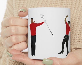 Tiger Coffee Mug, Coffee Cup, Tiger Woods, Gift for him, Gift for golfer, Club Twirl, Birthday gift, 90s Tiger, Dad Golf, Dad Mug, Golf Gift