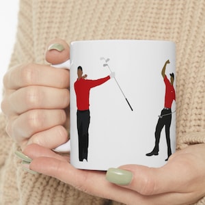 Tiger Coffee Mug, Coffee Cup, Tiger Woods, Gift for him, Gift for golfer, Club Twirl, Birthday gift, 90s Tiger, Dad Golf, Dad Mug, Golf Gift