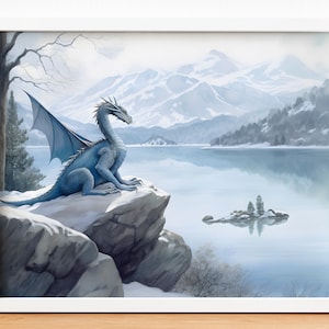 Dragon Art Print, Fantasy Painting, Printable Artwork, DND Game Room Art, DND Wall Art, Downloadable Digital Print Multiple Sizes Included
