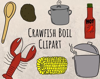 Crawfish Boil Clipart, Crawfish Boil PNG, Crawfish Graphics, Seafood Clipart, Summer, Crawfish Boil Decorations, Louisiana Crawfish Boil