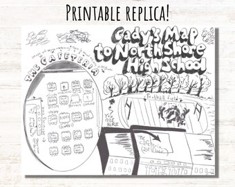 Mean Girls Printable Map Replica, Cady's Map To Northshore High, Mean Girls Clipart, Digital, Movie Clipart, The Plastics, Birthday Decor,