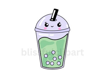 Kawaii Boba Tea PNG, Bubble Tea Clipart, Beverage Clipart, Drink, Pastel, Cute, Digital Download