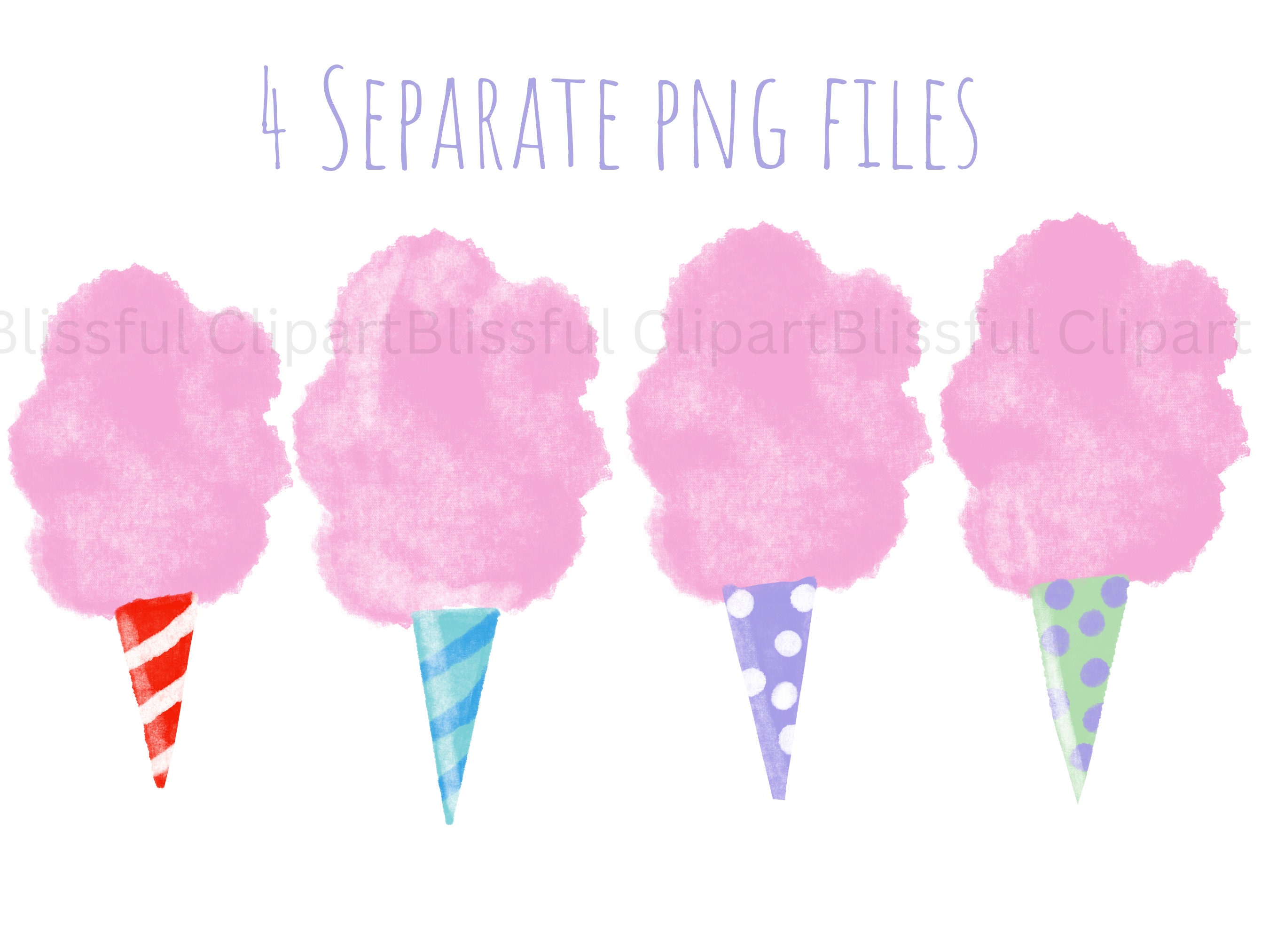 Cotton Candy Clipart, Watercolor Cotton Candy, Carnival, Pink Candy