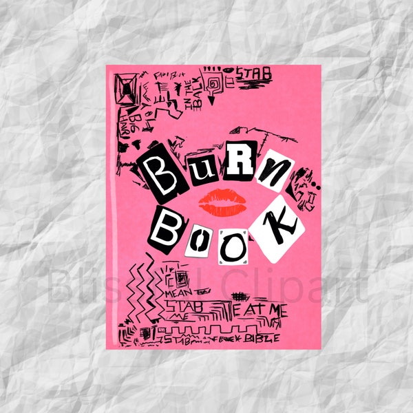 Burn Book PNG, Mean Girls Burn Book, Mean Girls Clipart, Digital, Movie Clipart, The Plastics, Birthday Decor