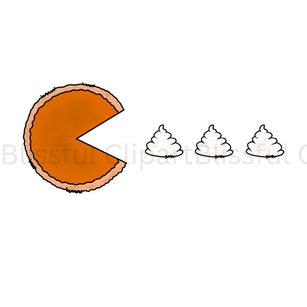 Pacman Pumpkin Pie PNG, Thanksgiving, Pie Clipart, Fall, Sublimation, Digital