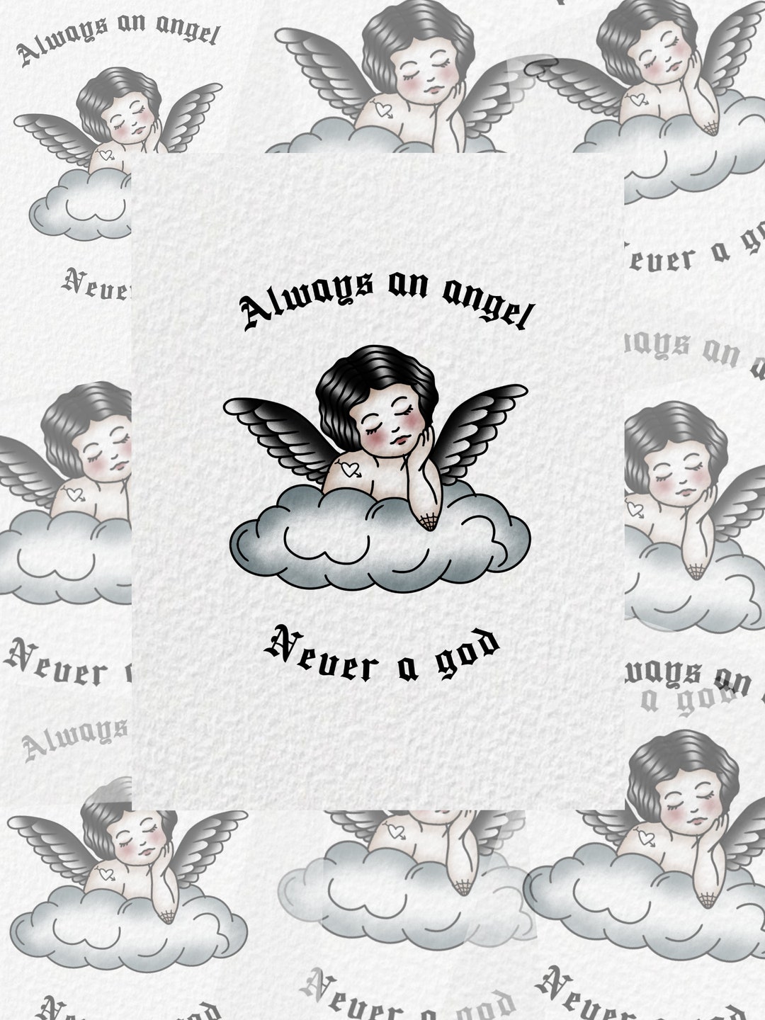 BG the Record Always an Angel Never a God Print American Traditional