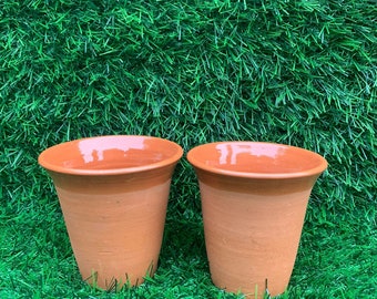 Handmade Glazed Terracotta Cup Set/Kullar Tea and Coffee Cup, 210 Ml / Antique Tea Cup Kulhad/ Vintage House warming Birthday gift Set of 2