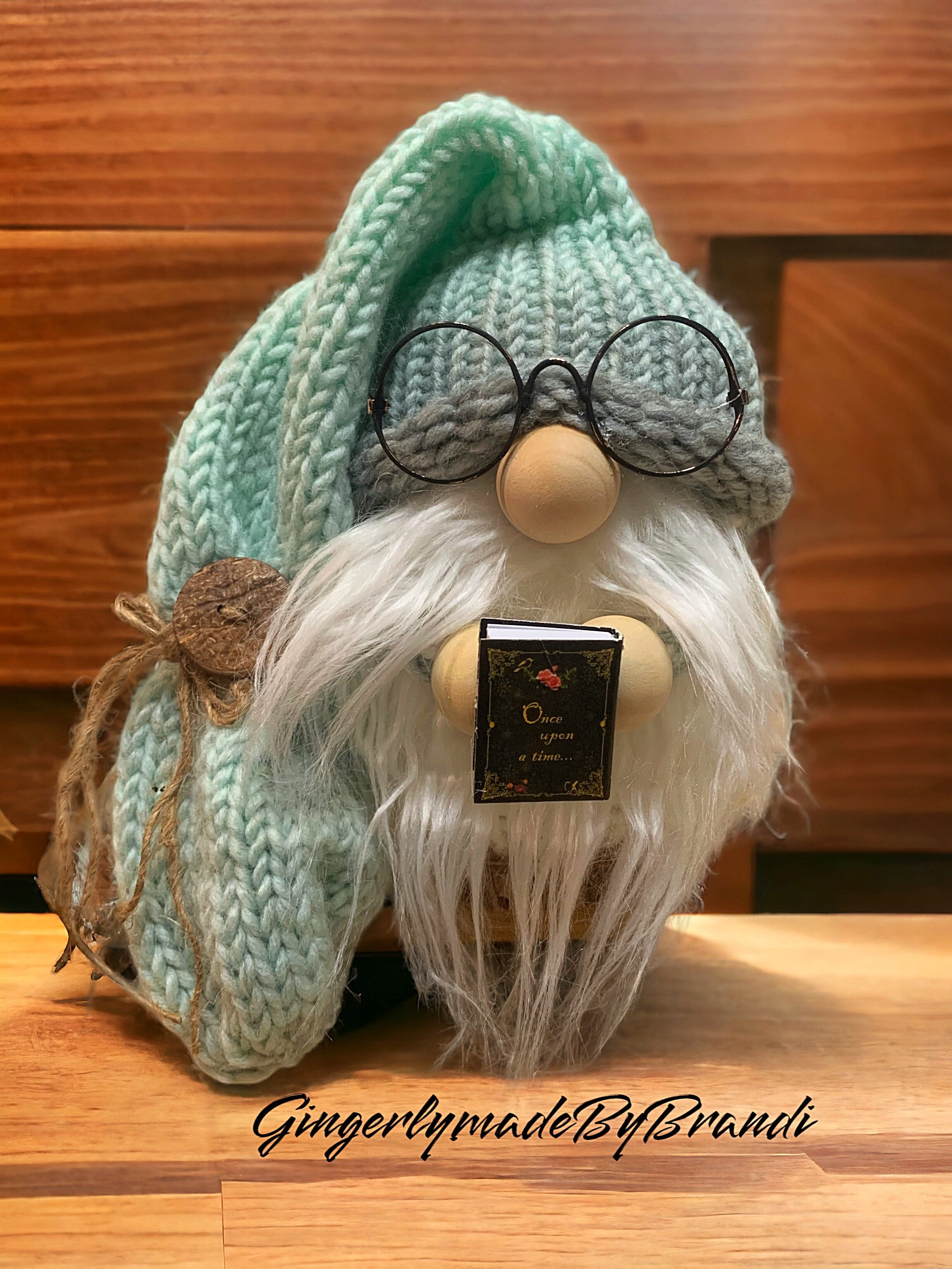 Book gnome, reading gnome, knitted gnome, farmhouse decor, spring gnome , gnome with glasses, student gnome, teacher gnome