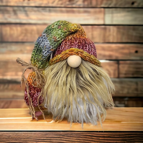 Fall gnome, knitted gnome, tiered tray decor, autumn gnome, gift gnome, farmhouse decor