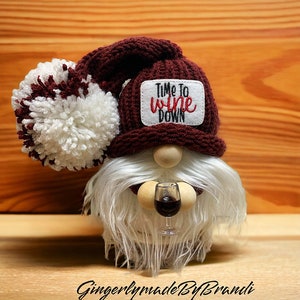 Wine gnome, bar gnome, party gnome, kitchen gnome, knitted gnome, wine glass gnome, farmhouse decor