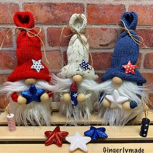 Gnomo del 4 de julio, Gnomo patriótico, Gnomo de EE. UU., Gnomo americano, Gnomo para bandeja escalonada del 4 de julio, Juego de gnomos, Gnomo del Día de la Independencia