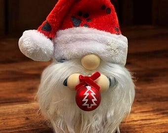 Christmas gnome, holiday gnome, handmade gnome, knitted gnome, farmhouse decor, holiday decor, ornament gnome,dog gnome, Santa gnome
