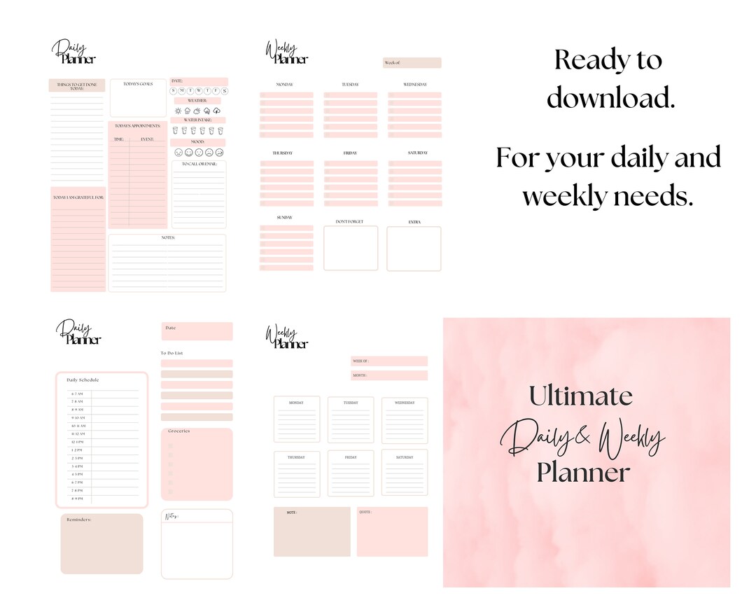 Ultimate Daily and Weekly Printable Planner, to Do List Checklist Get ...