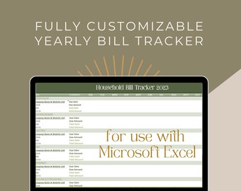 Yearly / Monthly Bill Tracker Template for Microsoft Excel | Instant Download | Family Finance Planning Tool | Easy to Use