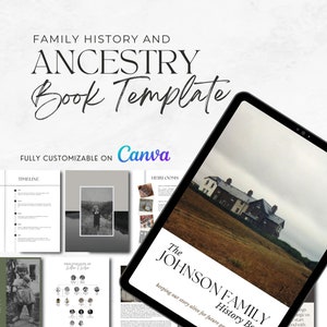 Ancestry Book Template - DELUXE | Family History Genealogy Printable | Unlimited Pages | Canva Template - Easy To Use, Beginner Friendly