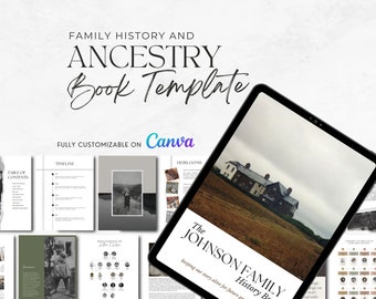 家系図テンプレート - デラックス | 家族の歴史系図を印刷可能 | ページ数無制限 | Canva テンプレート - 使いやすく初心者にも優しい