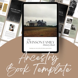 Ancestry Book Template - STANDARD | Printable Family History Genealogy Book | Unlimited Pages | Canva Template - Easy To Use, Beginner