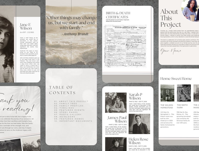Ancestry Book Template STANDARD Printable Family History Genealogy Book