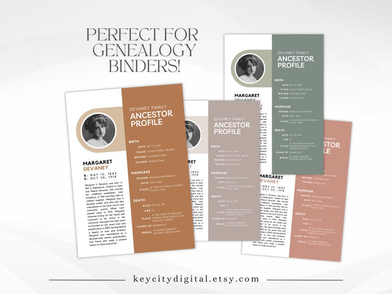 Ancestor Profile Template for Genealogy Research | Printable ...