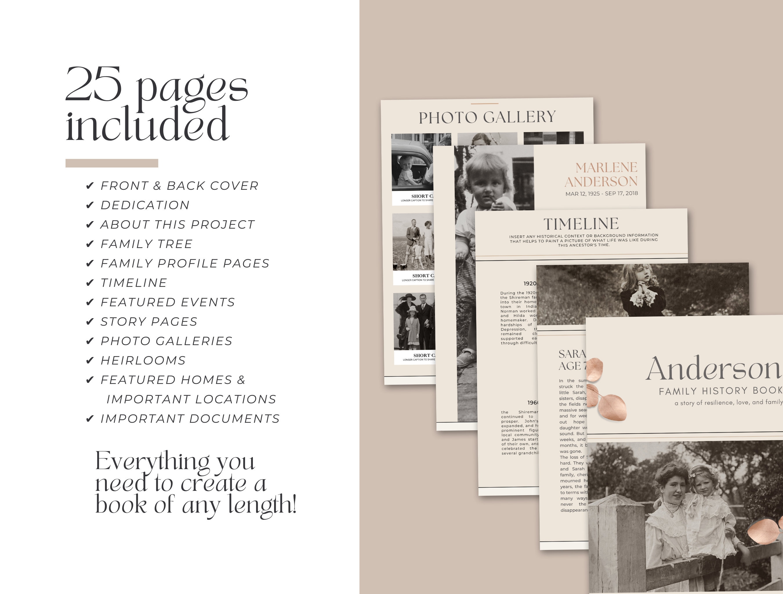 Ancestry Book Template - STANDARD | Printable Family History Genealogy ...