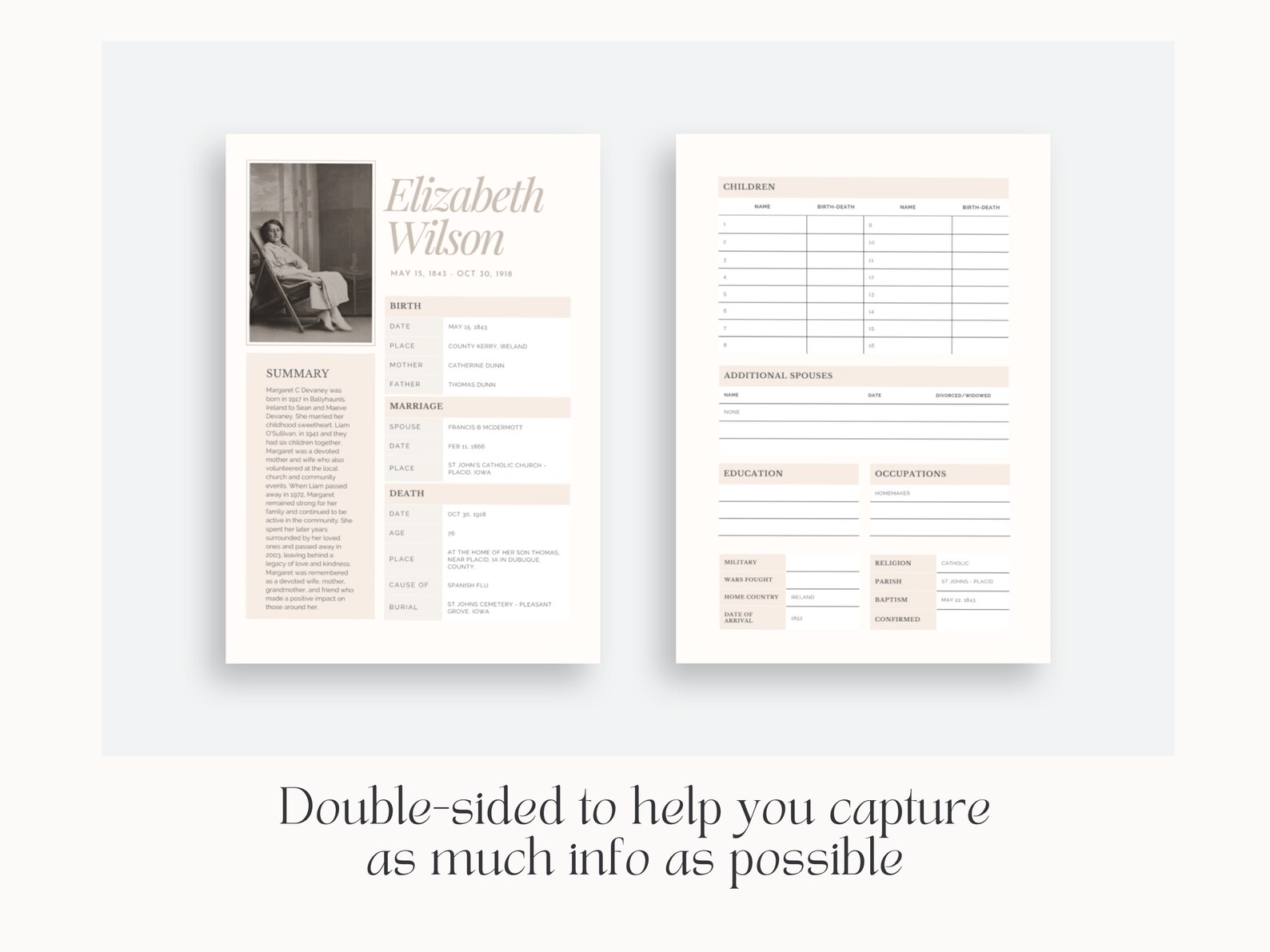 Ancestor Profile Template for Genealogy Research Printable - Etsy