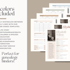 Ancestor Profile Template for Genealogy Research Printable Customizable ...