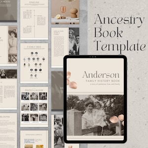Ancestry Book Template - STANDARD | Printable Family History Genealogy Book | Unlimited Pages | Canva Template - Easy To Use, Beginner