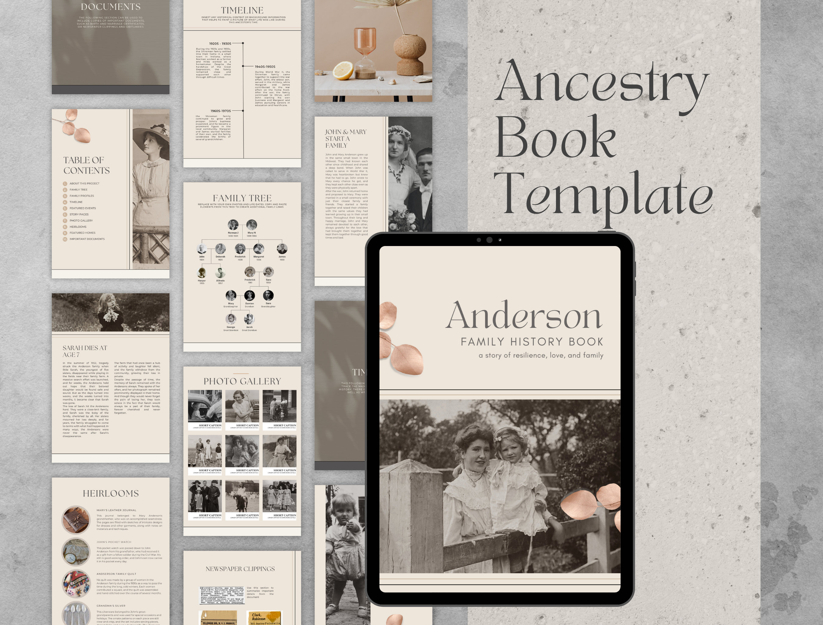 Ancestry Book Template - STANDARD | Printable Family History Genealogy ...