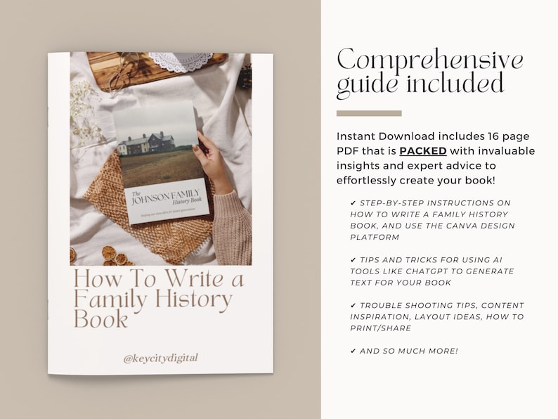 Ancestry Book Template DELUXE Family History Genealogy Printable Unlimited Pages Canva Template Easy To Use, Beginner Friendly image 6