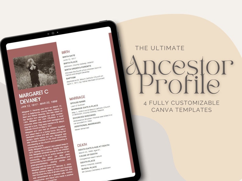 Ancestor Profile Template for Genealogy Research Printable - Etsy Australia
