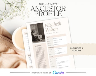 Ancestor Profile Template for Genealogy Research Printable Word ...