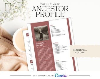 Ancestor Profile Template for Genealogy Research Printable Word ...