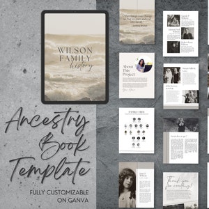 Ancestry Book Template - STANDARD | Printable Family History Genealogy Book | Unlimited Pages | Canva Template - Easy To Use, Beginner