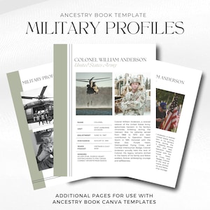 Add-On Pages for Ancestry Book | MILITARY PROFILES | For Use With Any of Our Ancestry Book Templates