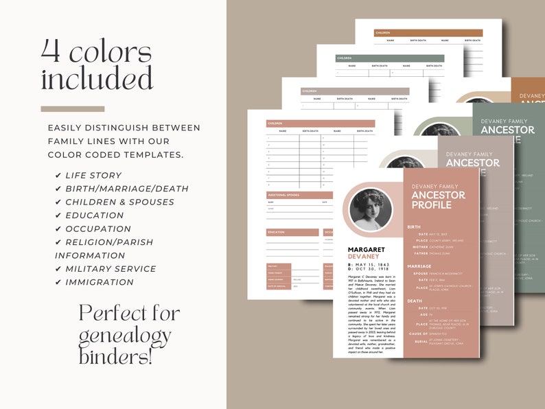 Ancestor Profile Template for Genealogy Research Printable - Etsy